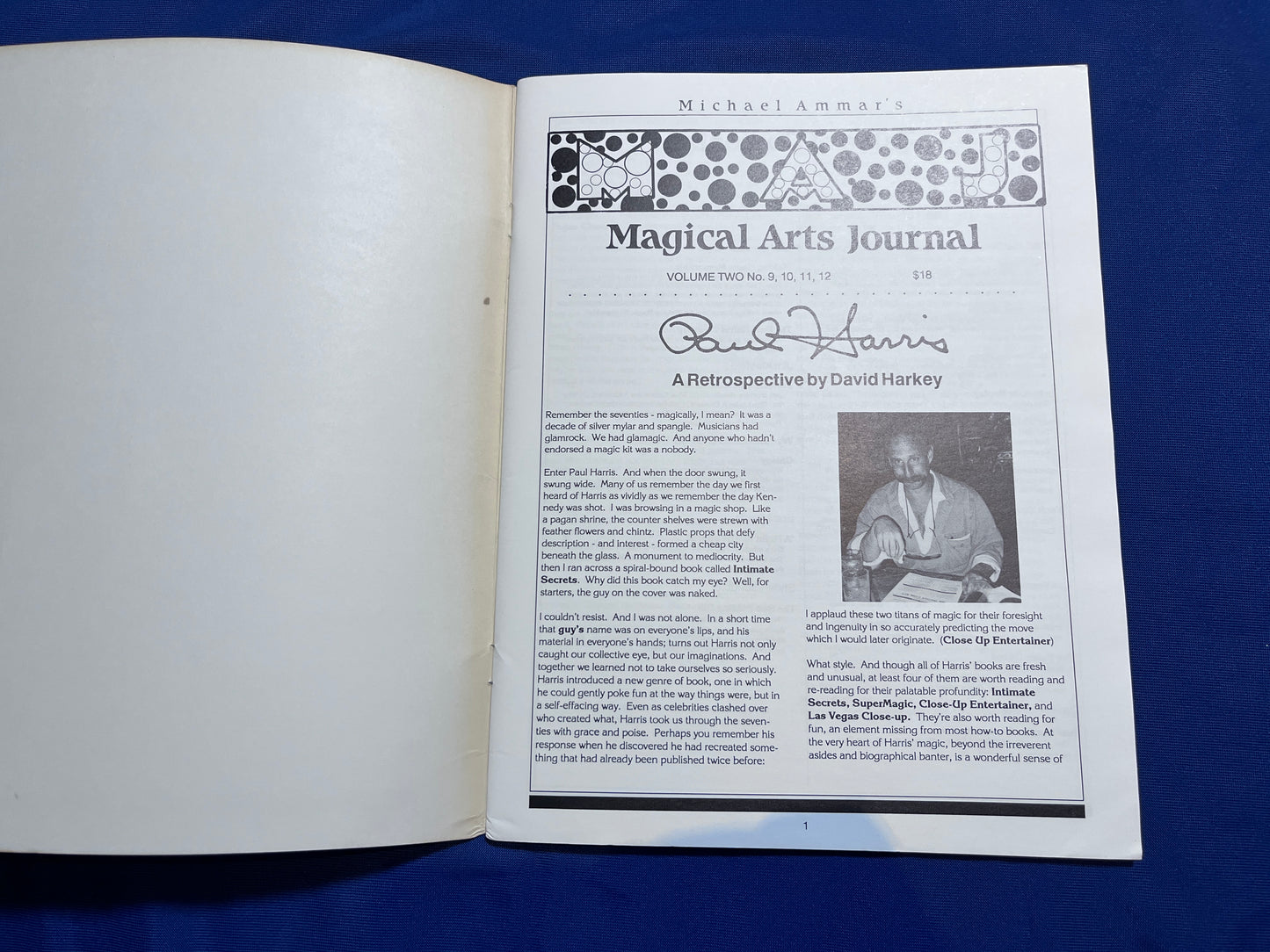 【中古:状態C】Magical Arts Journal Vol Ⅱ,№9-12 PAUL HARRIS THE ACT