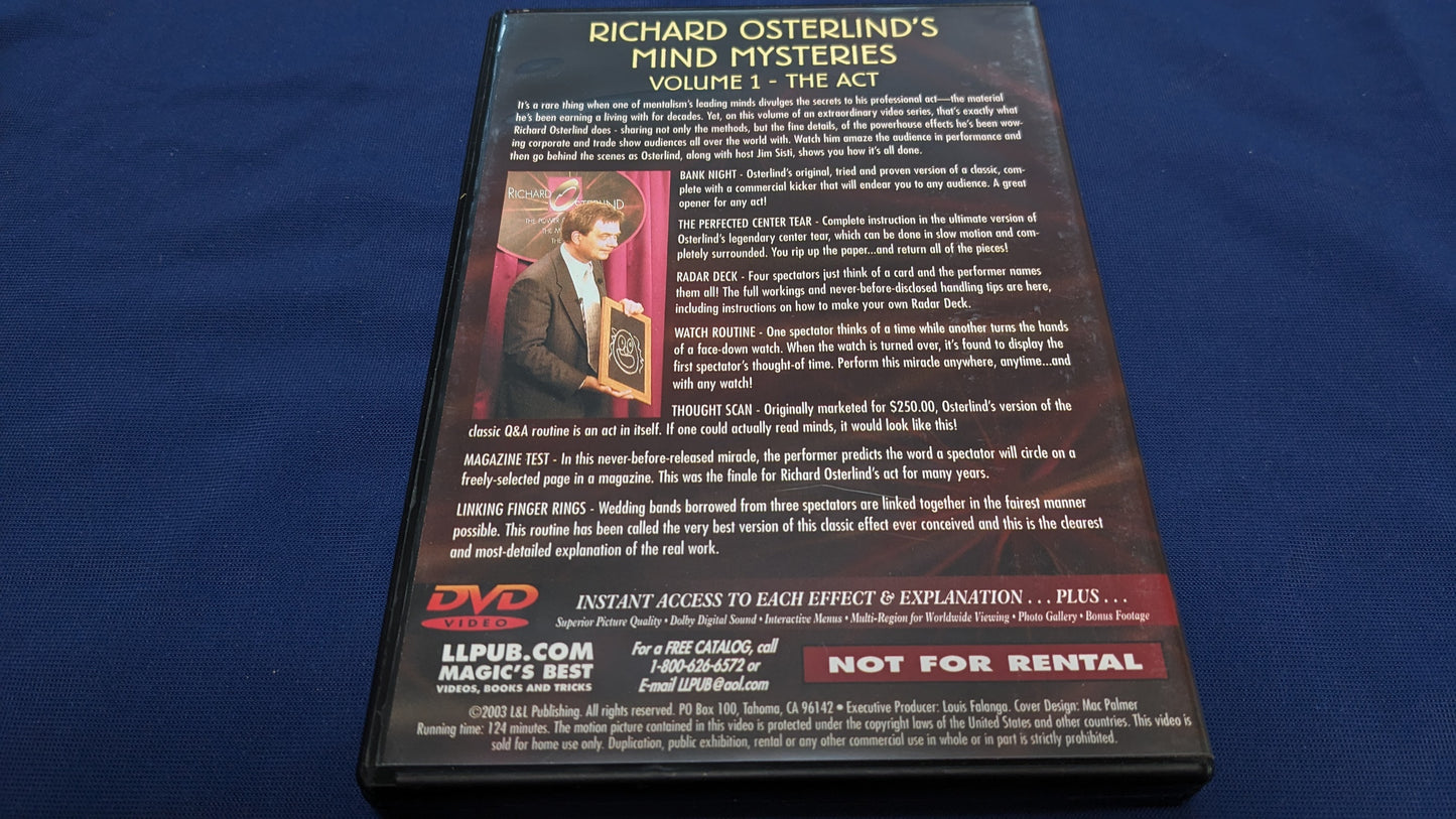【中古:状態A】Mind Mysteries Vol 1 by Richard Osterlind