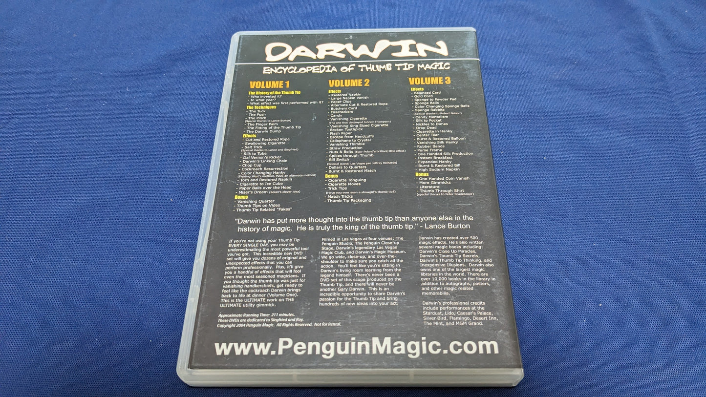 【中古:状態A】Darwin's Encyclopedia of Thumb Tip Magic (3 DVDs)
