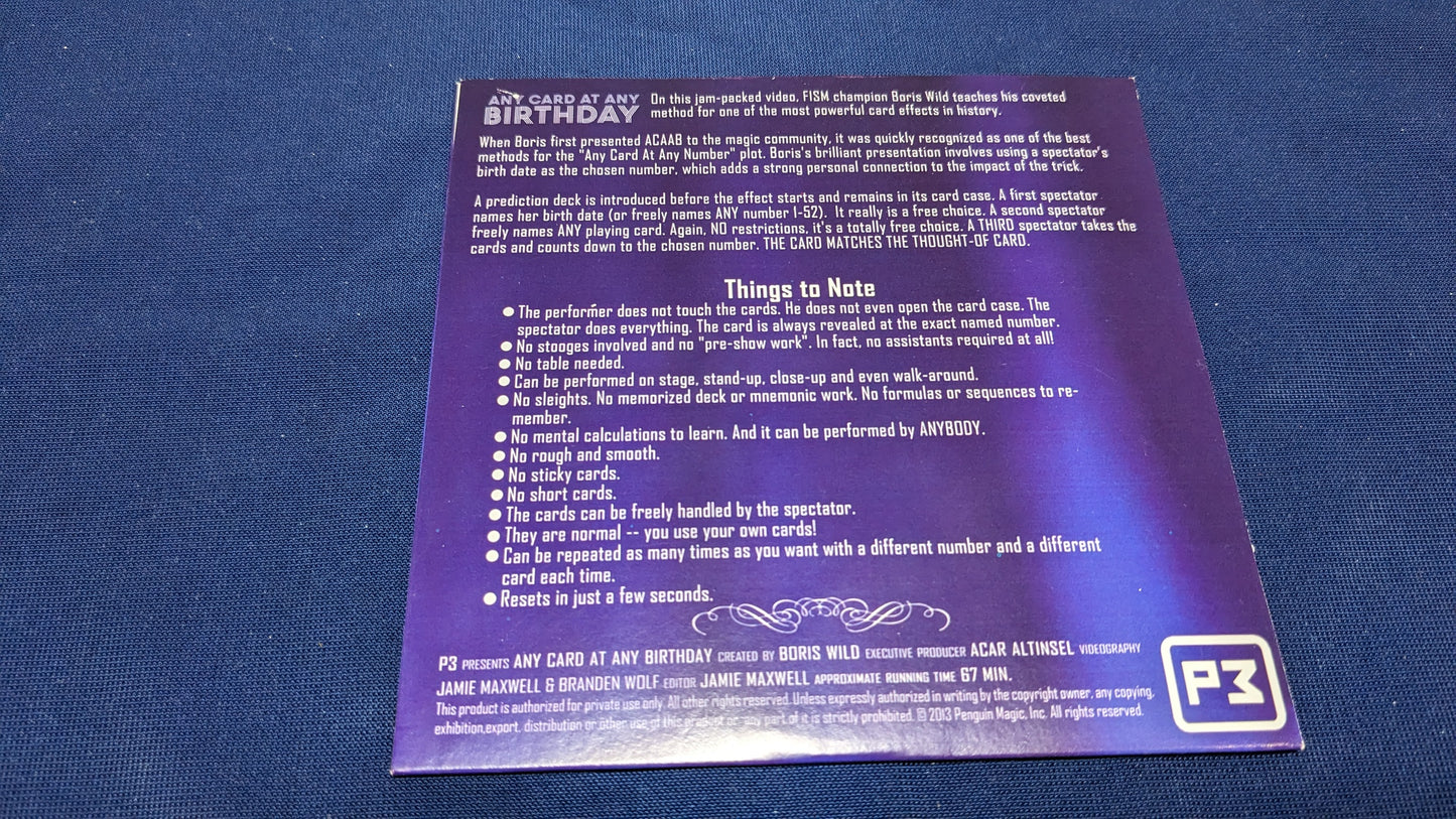 【中古:状態A】Any Card At Any Birthday by Boris Wild (DVD)