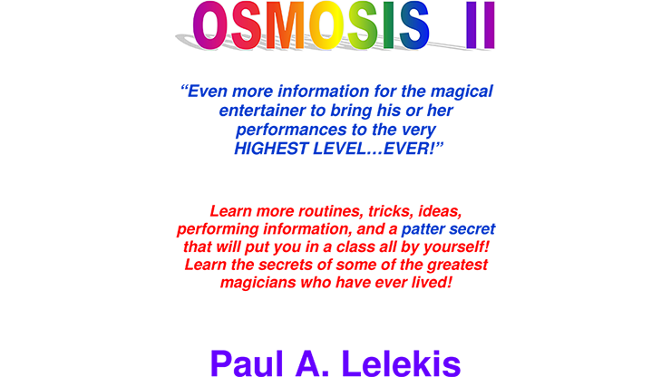【Murphy's Magic DL】『オスモシス II』 ポール・A・レレキス / OSMOSIS II - Paul A. Lelekis Mixed Media DOWNLOAD