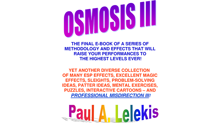 【Murphy's Magic DL】『オスモシススリー』 ポール・A・レレキス / OSMOSIS III - Paul A. Lelekis Mixed Media DOWNLOAD