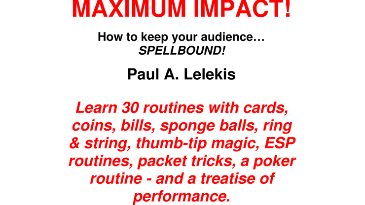 【Murphy's Magic DL】MAXIMUM IMPACT by Paul A. Lelekis eBook DOWNLOAD