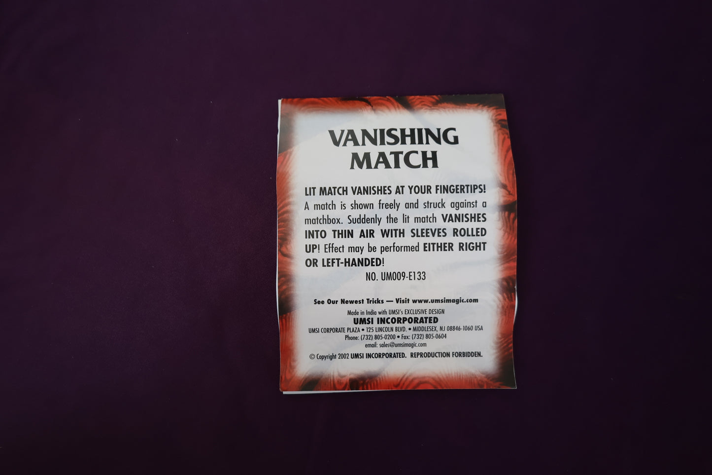 【中古：状態A】VANISHING MATCH