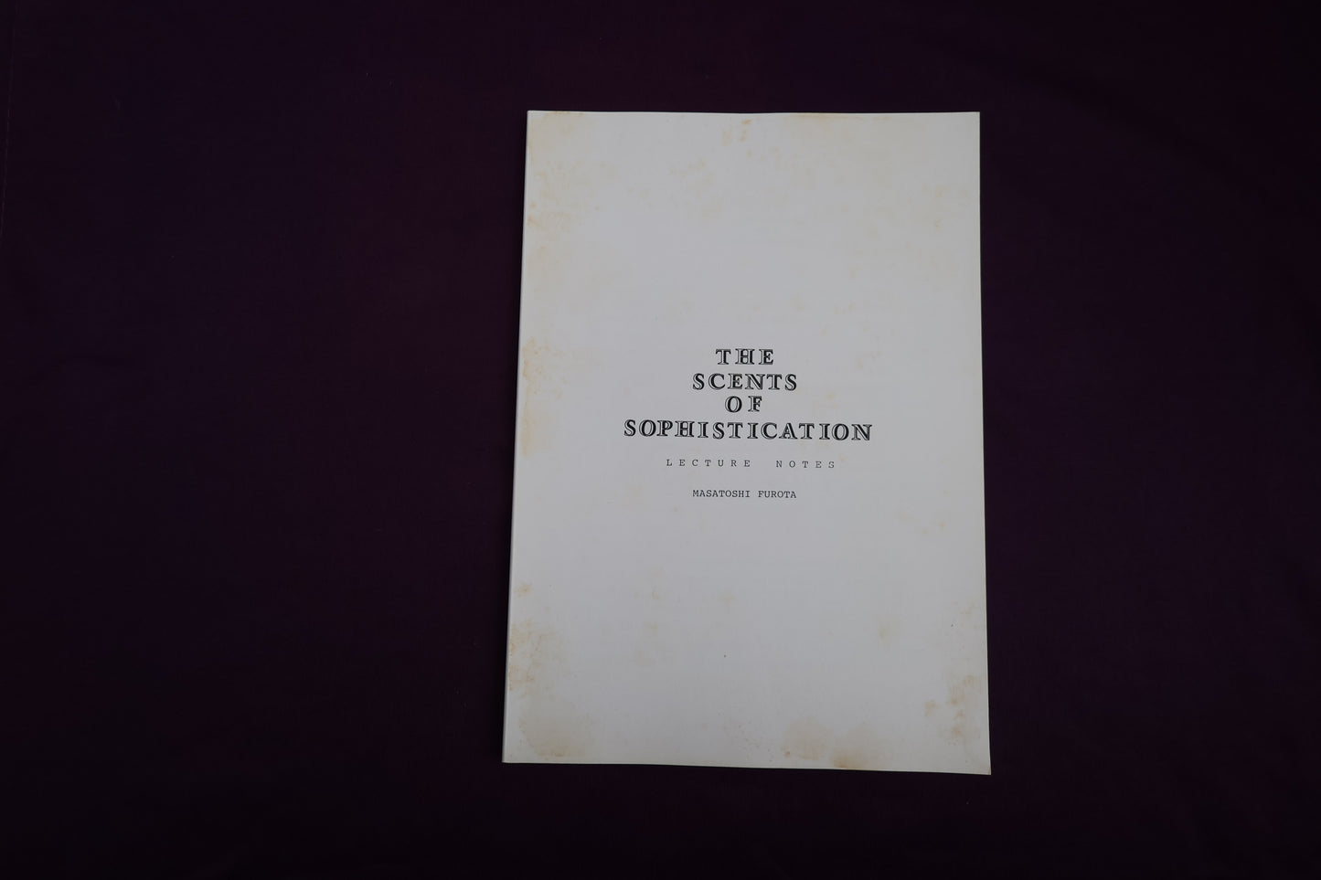 【中古：状態C】THE SCENTS OF SOPHISTICATION　MASATOSHI FUROTA