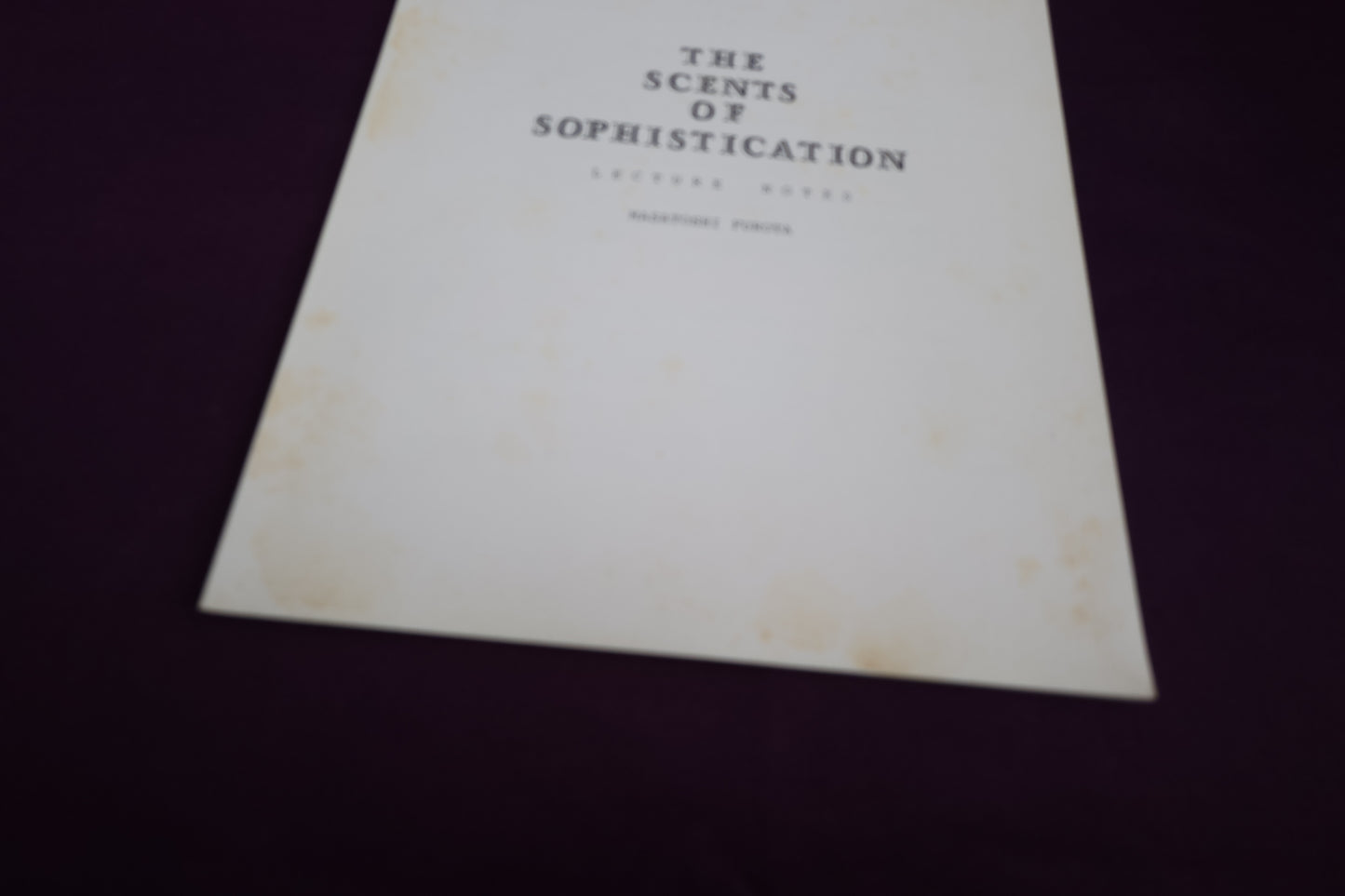 【中古：状態C】THE SCENTS OF SOPHISTICATION　MASATOSHI FUROTA