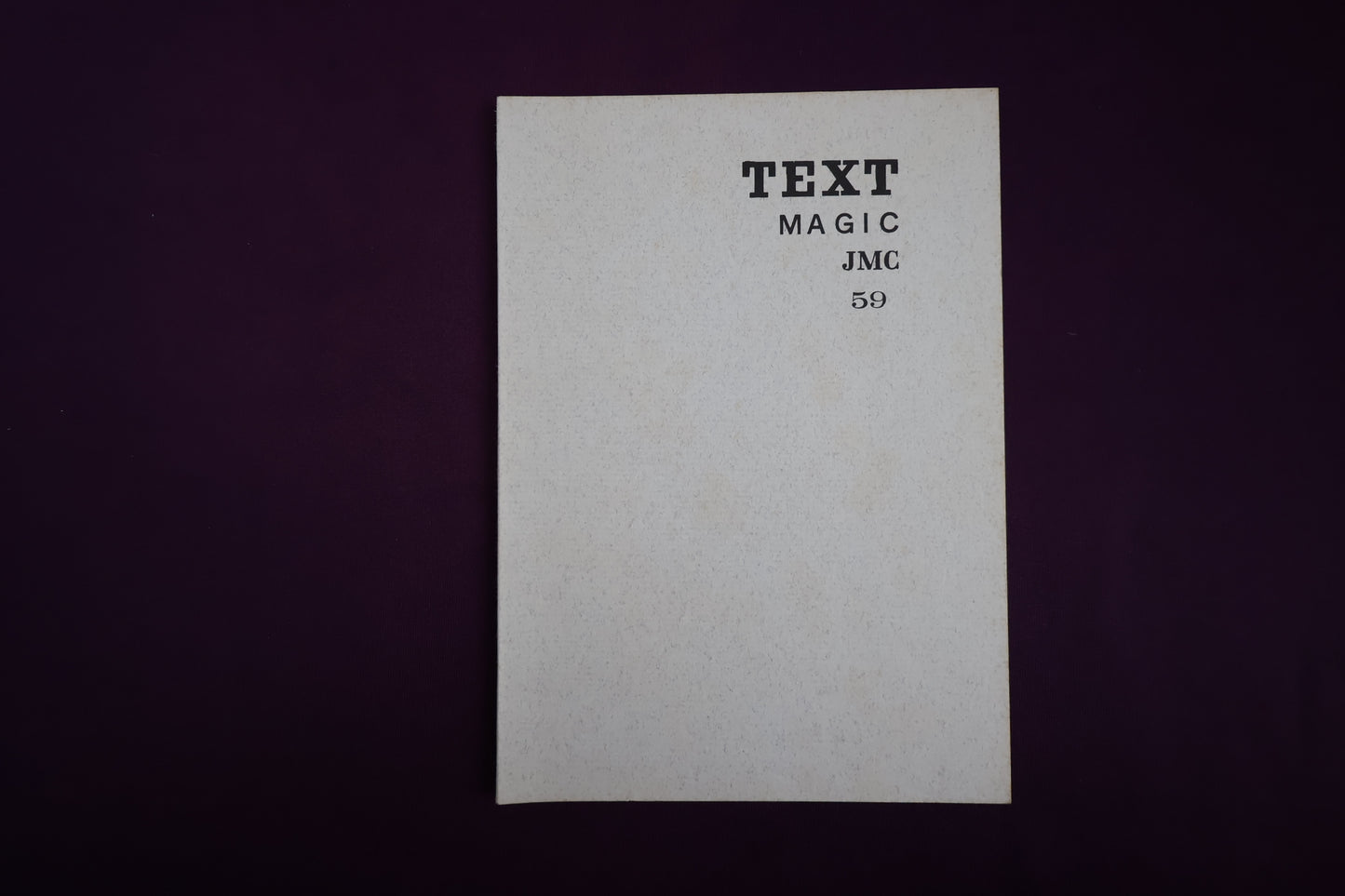 【中古：状態D】TEXT MAGIC JMC ５９