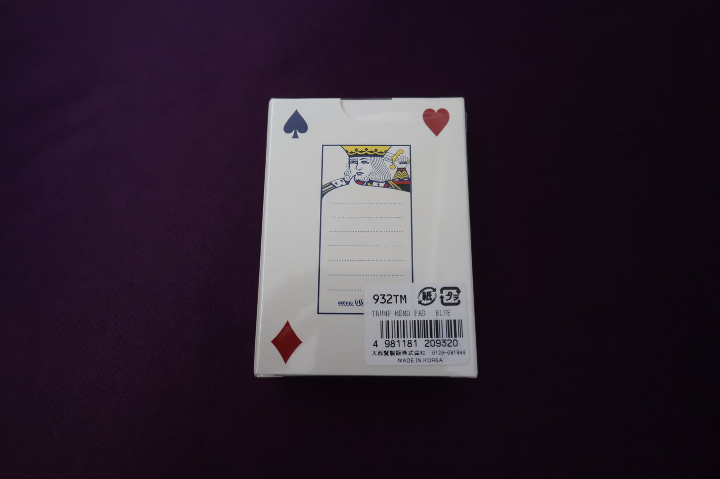 【中古：状態S】トランプ メモ帳