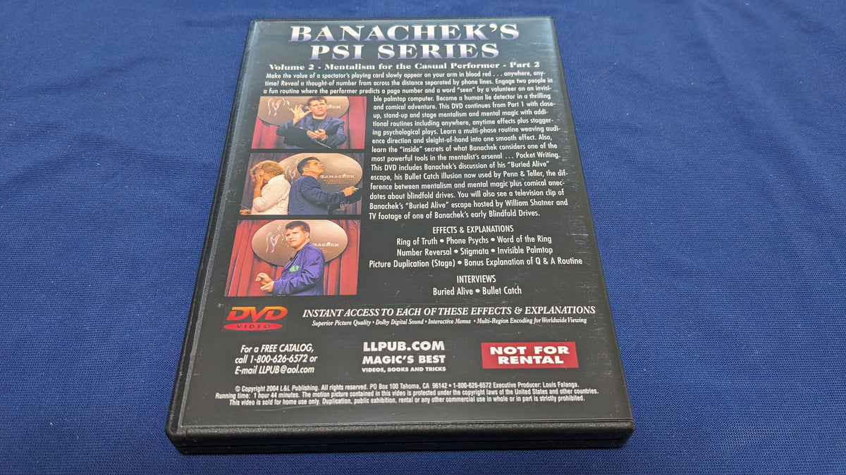 Banachek 【中古:状態A】Banachek's PSI Series Vol 2 - DVD – トザキマジックスクールストア