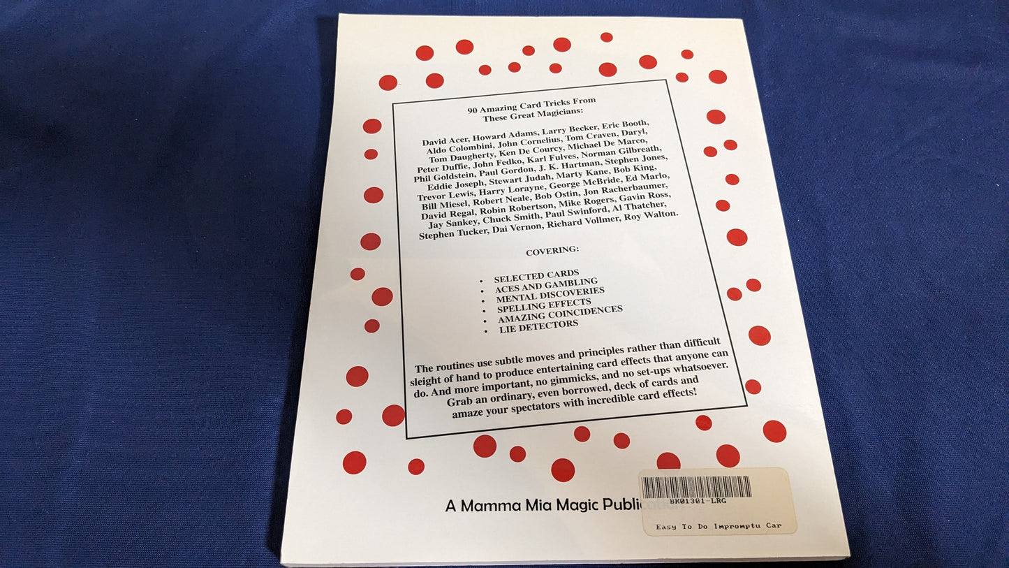 【中古：状態B】IMPROMPTU CARD MAGIC by Aldo Colombini