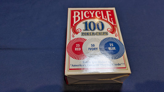 【中古：状態A】BICYCLE バイスクル ポーカーチップ (白・赤・青・100枚入り)