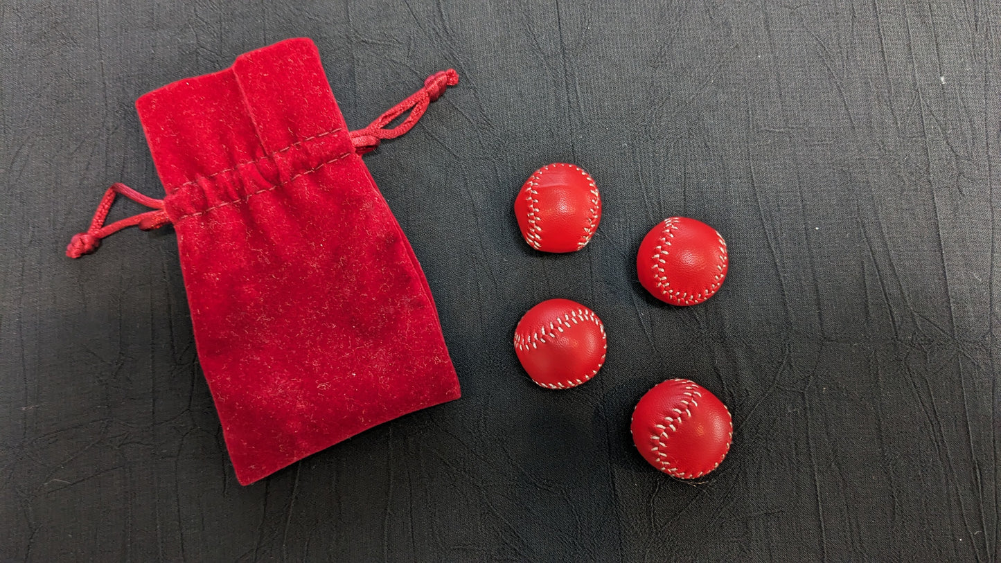 【USED：状態A】Set of 4 Leather Balls for Cups and Balls 赤